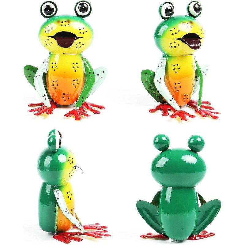 Sarı ve Yeşil Metal Kurbağa Bahçe Süsü - 13x10x16 cm 2 Adet - 494986 - Görsel 4