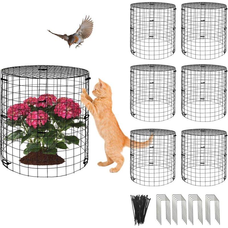 Siyah Tel Örgü Çıkarılabilir Kapaklı Bahçe Bitki Koruyucu Kafes Seti - 32x30 cm - 497387